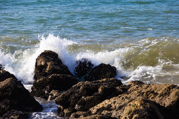 Ocean waves crashing on the rocks