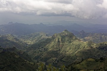 Obraz premium Landscape with clouds in the Simien Mountains in Ethiopia.