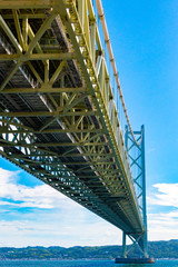 Fototapeta na wymiar A suspension bridge called Akashi Kaikyo Bridge. Kobe City, Hyogo Prefecture, Japan