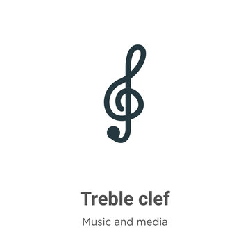 Treble clef vector icon on white background. Flat vector treble clef icon symbol sign from modern music and media collection for mobile concept and web apps design.