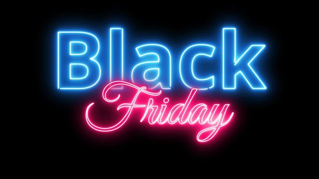 Black friday neon bright blue and pink sign