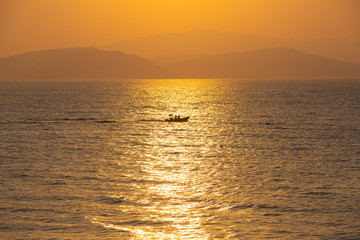 Fototapeta premium Sunset in Turkey seashore near Kusadasi