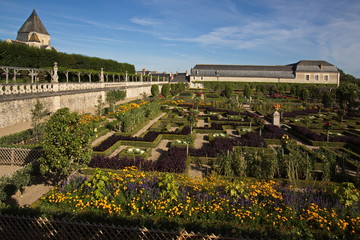 Gardens of the castle Villandry of the Loire valley in France,Europe