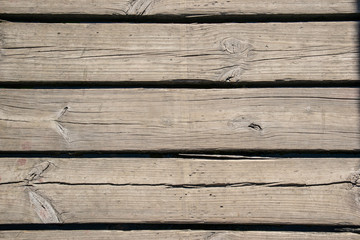An Old wall of wooden planks, cracked wooden background