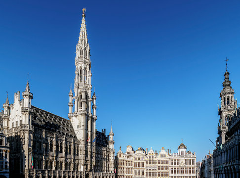 Town Hall at Grand Place, UNESCO World Heritage Site, Brussels, Belgium