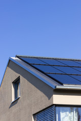 solar panel on a rooftop of a modern house