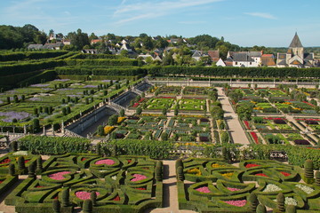 Gardens of the castle Villandry of the Loire valley in France,Europe