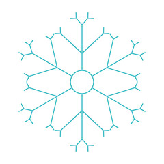 Blue snowflake icon isolated on white. Christmas and winter theme. Simple flat  vector illustration.