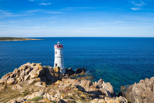 Italy, Sardinia, Porto Cervo, Capo Ferro, Capo Ferro Lighthouse