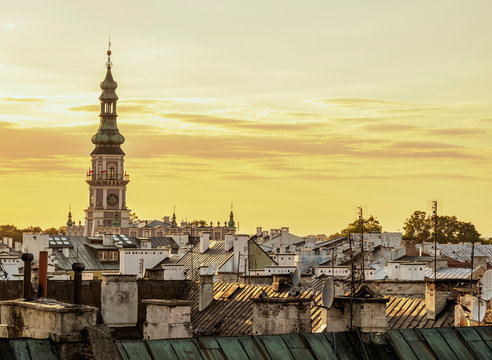Old Town, elevated view, Zamosc, Lublin Voivodeship, Poland