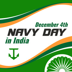 Indian navy day on December 4. Indian national celebration. Vector illustration, poster, banner, greeting card.