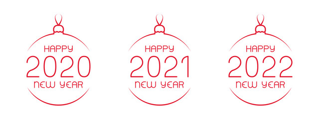 Happy new year set with toy and number year 2020, 2021 and 2022 