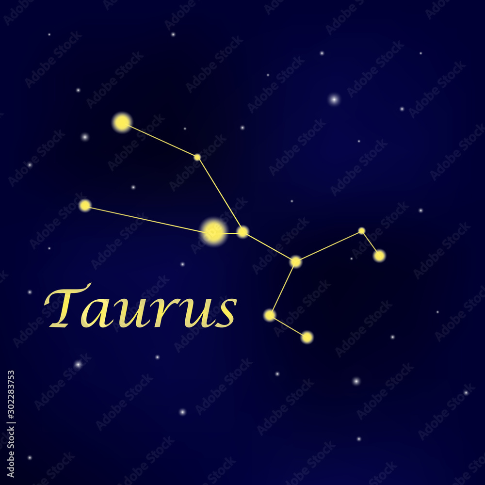 Wall mural pattern with constellation taurus. abstract print with the bull.