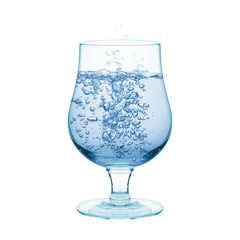 Fresh Water ripple in glass isolated on white background.