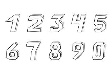 Numbers. Hand drawn sketch