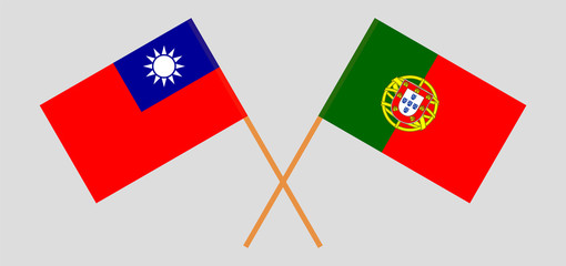 Crossed flags of Taiwan and Portugal