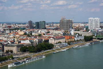 Fototapeta na wymiar famous Bratislava architecture at danube shore