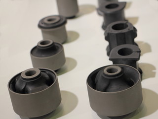 New rubber silent blocks with a metal sleeve in stainless steel bracket, metal-rubber mounting car suspension parts