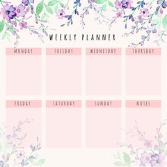 beautiful weekly planner with floral watercolor