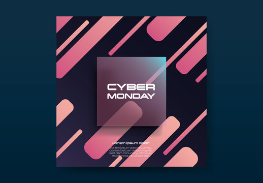 Cyber Monday Sale Banner Layouts with Rectangles