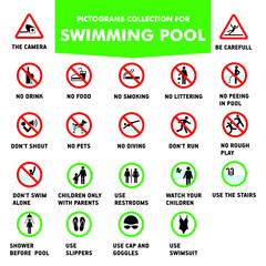 Pictograms collection for Swimming pool