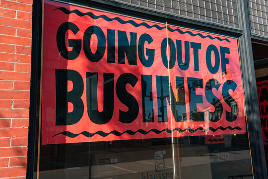 Going Out of Business Sign in Window