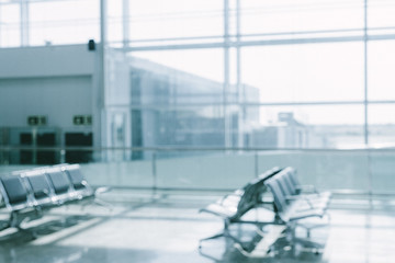 blurred light background airport on a bright day
