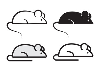 Mouse, outline and flat. Design elements for banners for Chinese New Year. Vector illustration