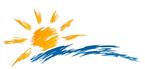 Sun and Blue Wave Symbol. 