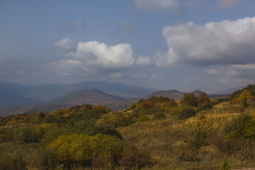 Kakheti landscape, view of the Alazani Valley in autumn, Georgia