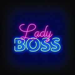 Lady Boss Neon Signs Style text vector