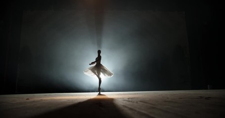 Creative female choreographer setting a ballet performance, dancing and doing various moves on spotted stage - arts concept 4k footage - Powered by Adobe