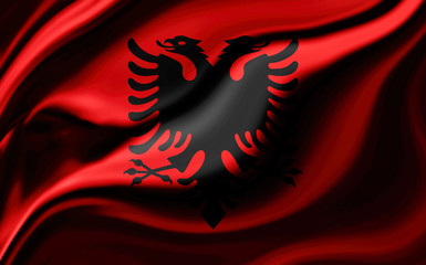 Flag of Albania with wind waves