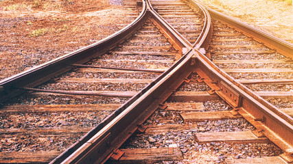 Crossing of railway tracks, toned.