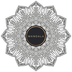 Black and white mandala vector isolated on white. Vector hand drawn circular decorative element.