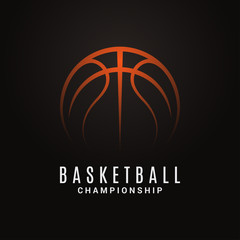 Basketball championship logo. Ball on black object - 302294777
