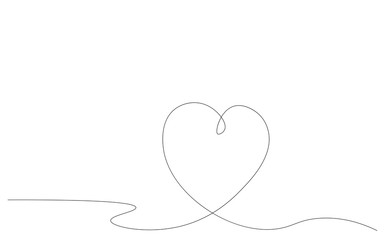 Heart background one line draw, vector illustration