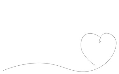 Heart background one line draw, vector illustration