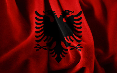 Flag of Albania on a velvet fabric