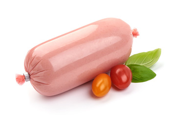 Fresh Boiled pork sausage, isolated on white background