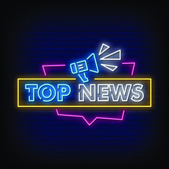 Top News Neon Signs Style text vector