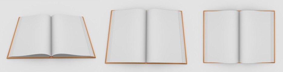 object 3d illustration - highly detailed golden open book, school concept isolated on white background