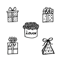 Wedding template with holiday box gift. Love, wedding concept. Gift symbol. 3d box template. Valentine gift. Wedding ornament concept. Vector illustration, isolated object. Holiday Gift Set