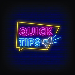 Quick Tips Neon Signs Style text vector