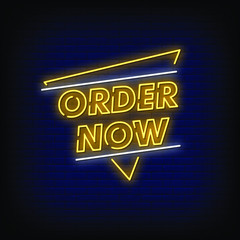 Order Now Neon Signs Style text vector
