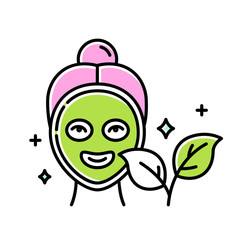 Face mask color icon. Skincare routine. Plant-based. Beauty product. Facial healing treatment. Moisturizing, hydrating. Cleansing, refining. Organic cosmetics. Isolated vector illustration