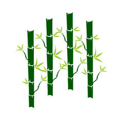 Green Bamboo stems sticks with green leaves icon
