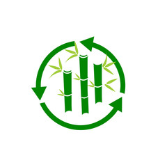 Green Bamboo stems sticks with green leaves icon