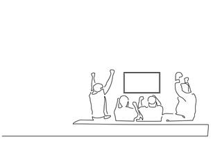 People watching tv isolated line drawing, vector illustration design.