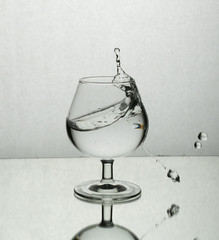 Splash of water in a wine glass